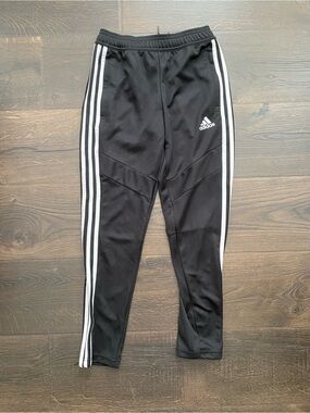 Adidas Youth Black Jogger Pants White Stripe Track Pants Size Small